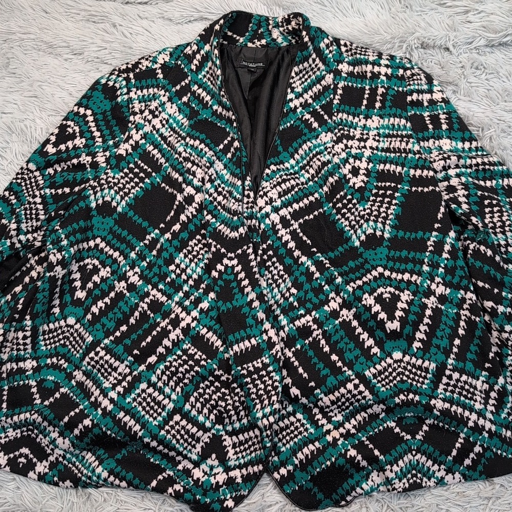 Notations Jacket Womens 3X Green Open Front Casual Lightweight Preppy Comfort